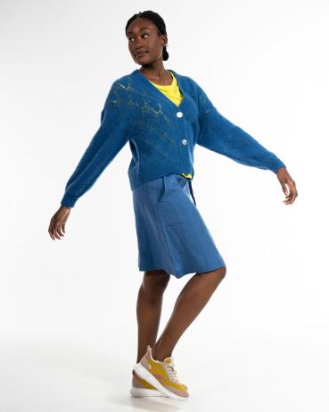 Preview: Strickjacke Ajour, Grandpa Style von Alma & Lovis, Alpakawolle