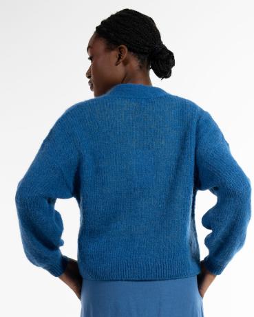 Preview: Strickjacke Ajour, Grandpa Style von Alma & Lovis, Alpakawolle , Rückseite