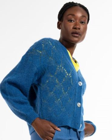 Preview: Strickjacke Ajour, Grandpa Style von Alma & Lovis, Alpakawolle