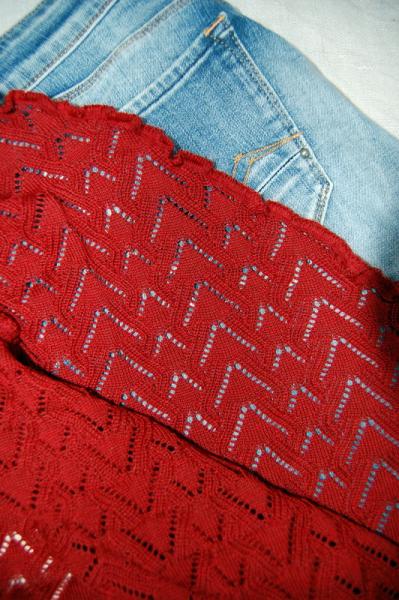 Invero Dreiecktuch Susi rost, Farben , Struktur, Muster zu Jeans